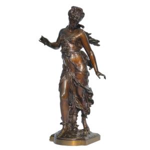 Mythological Bronze, Atalanta With The Apple, Napoleon III Period, Signed Hippolyte Moreau, 19th Century