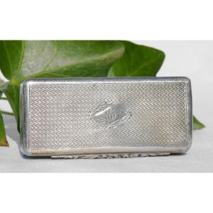 19th Century Solid Silver Snuff Box, Guilloché Decor, Louis XVI Pills 