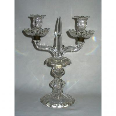 Two Candlestick Lumiere De Bras, Baccarat Crystal Candelabra 1900