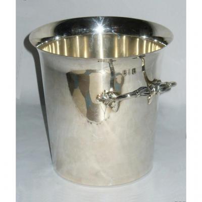 Champagne Bucket Silver Metal Regency Decor, Very Good Condition, France Early 20th Century