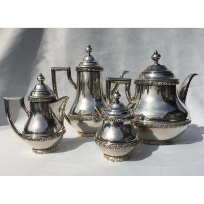 Service Tea / Coffee House Lancel, Silver Metal 1930, Empire Style