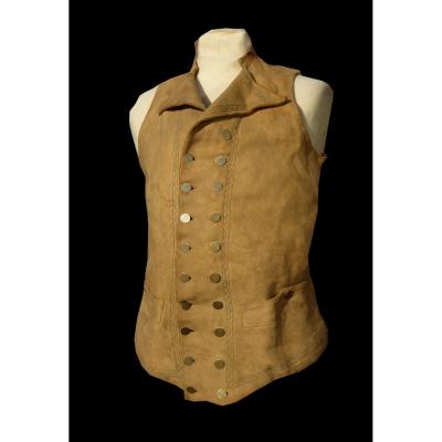 Leather Hunting Vest, 1820 Period, 19th Century Male Costume, Dandy Man Clothing