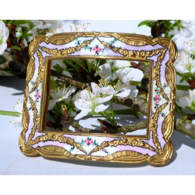 Large Belt Buckle 1900 Louis XVI Style, Enamelled Decor Of Flowers Jewel Nineteenth Fashion