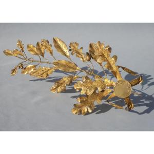 Medal In Silver Vermeil, Award Ceremony, 19th Century Hazelnut Branch Olive Branch