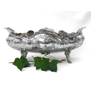 Large Jardiniere In Sterling Silver Epoque Nineteenth Louis XV Style Napoleon III Center Table
