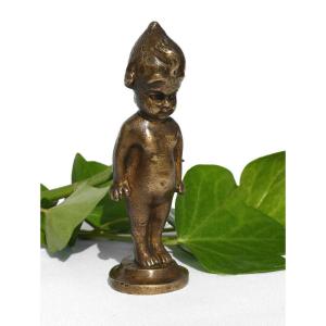 Sceau à Cacheter , Tampon à Cire En Bronze Art Deco Enfant Kewpie Bébé Cupie Doll 1930