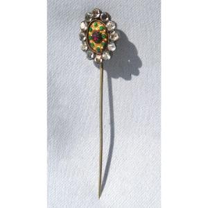 Chale Pin / Tie Nineteenth Time, Normandy, Rhinestones And Silver Norman Regional Jewel