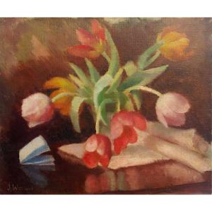 Bouquet Of Tulips-julia Worswick-pastoukhoff (1903-1976)
