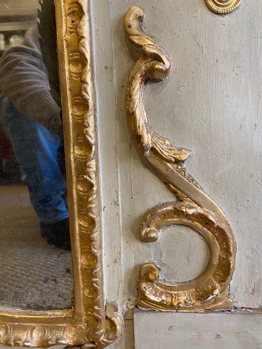 Louis XV Period Trumeau In Painted And Gilded Wood-photo-4