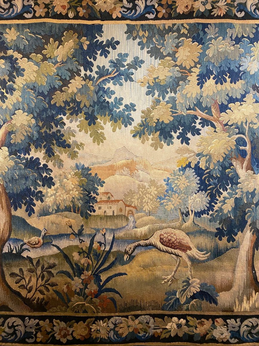 Large Aubusson Tapestry Decorated With Birds In The Undergrowth-photo-1