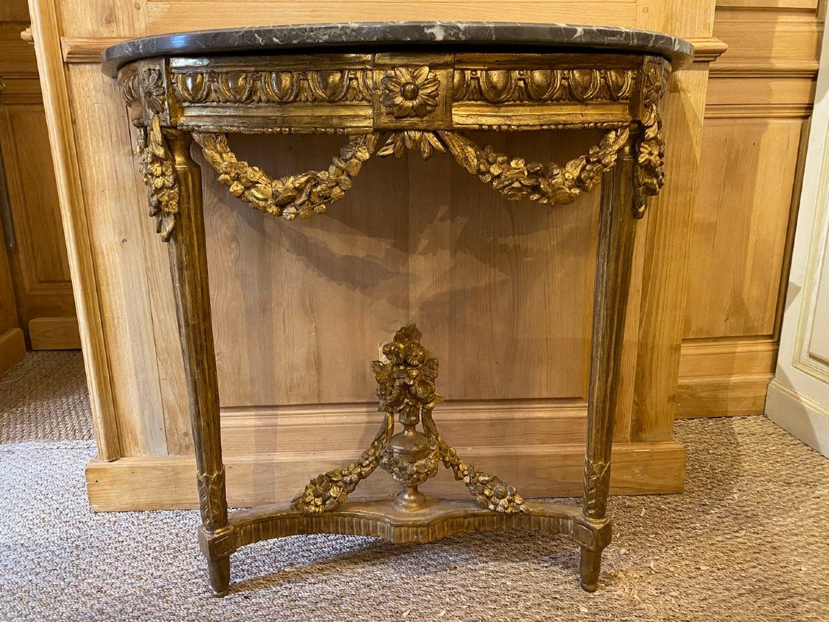 Console d’époque Louis XVI de forme demi-lune-photo-2