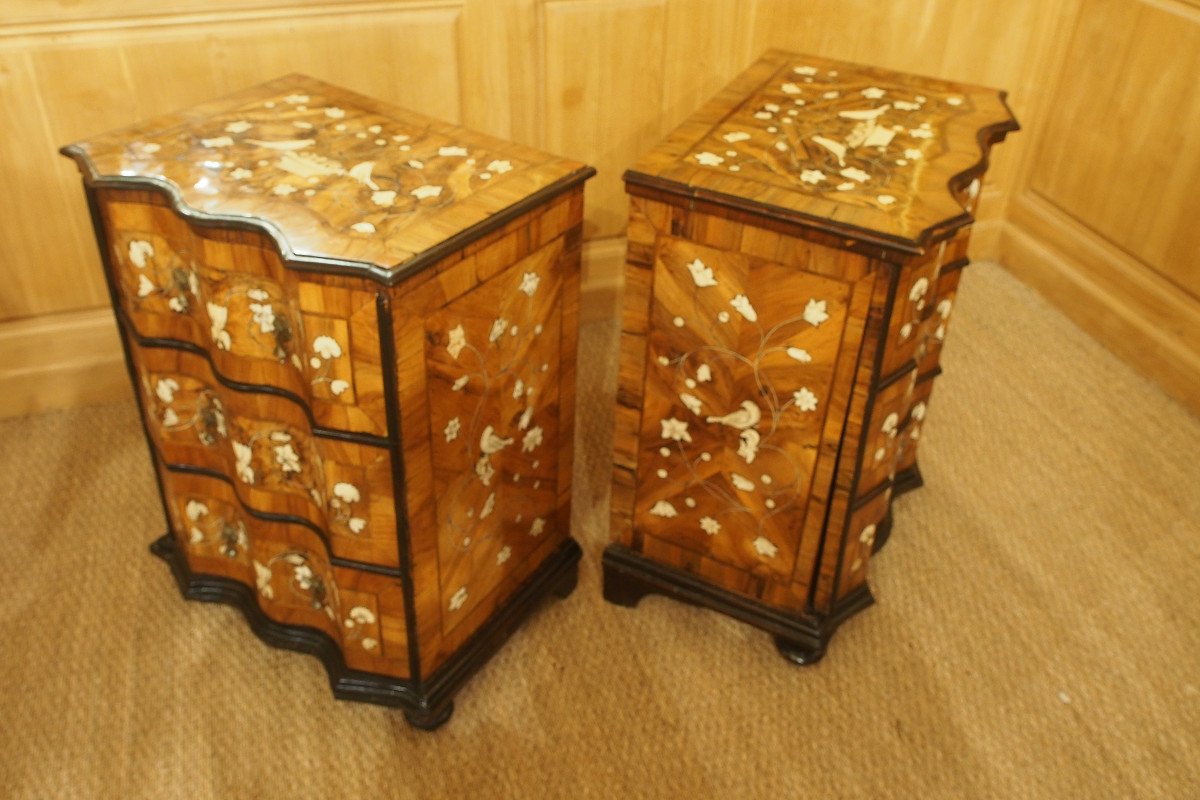 Rare Pair Of Small Italian Chests Of Drawers From The 18th Century-photo-3