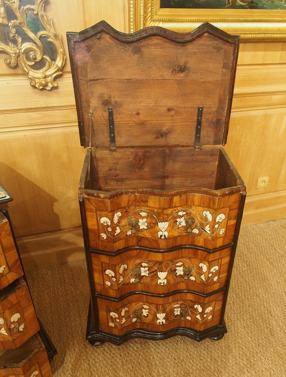 Rare Pair Of Small Italian Chests Of Drawers From The 18th Century-photo-3