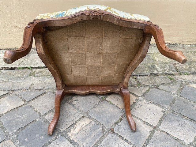 Lovely Suite Of Six Louis XV Period Flat-backed Armchairs In Natural Wood-photo-6