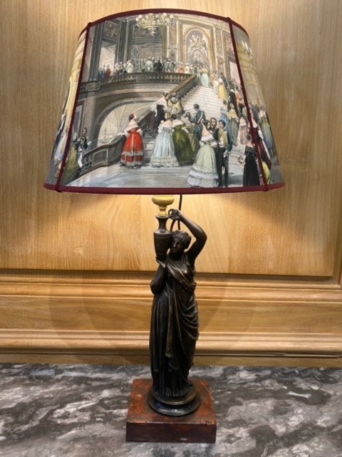 Lamp Representing A Woman In Antique Drapery, Signed Ch Ferrat (1830-1882) -photo-2