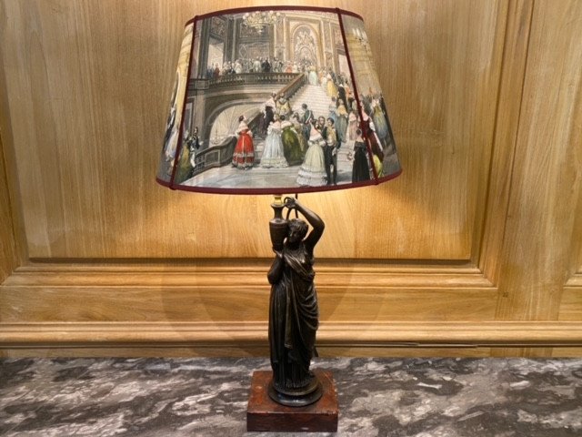 Lamp Representing A Woman In Antique Drapery, Signed Ch Ferrat (1830-1882) -photo-2