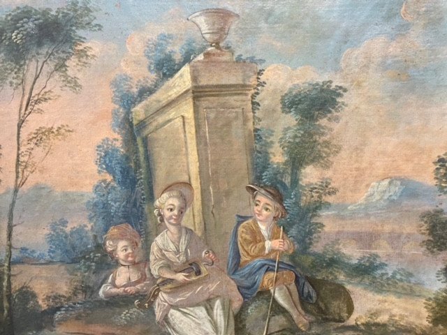 Trumeau d'époque Louis XVI en bois laqué et doré.-photo-3