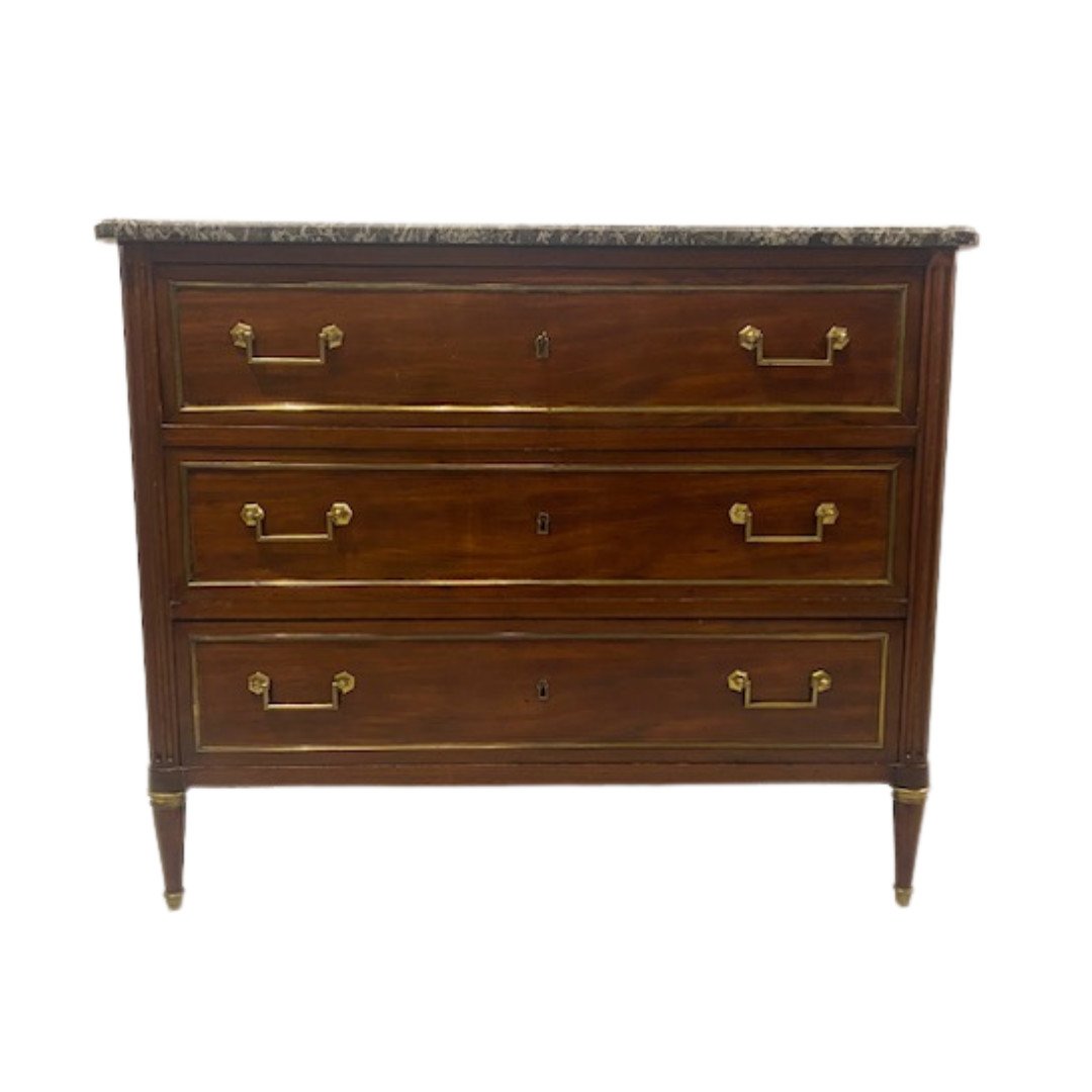 Louis XVI Period Chest Of Drawers Forming A Desk In Cuban Mahogany