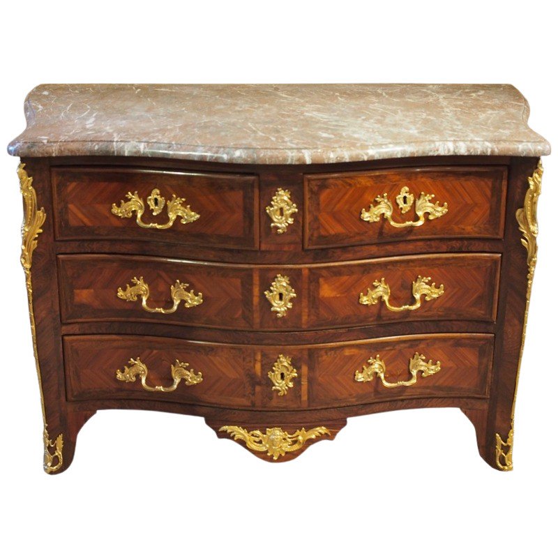 Large Louis XV Period Chest Of Drawers Inlaid