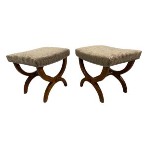 Pair Of 19th Century Stools In Natural Wood