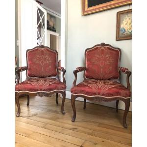 Pair Of Louis XV Armchairs.