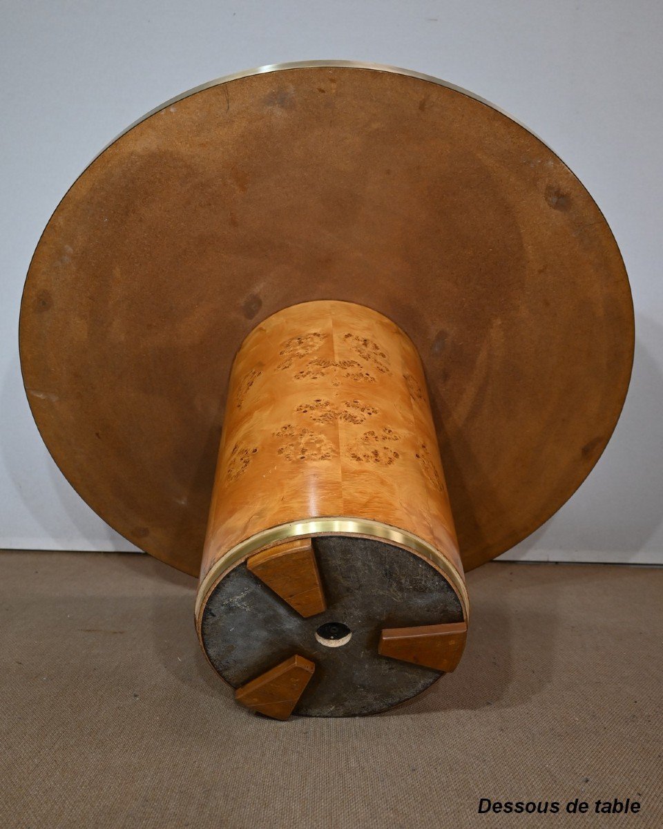 Round Table In Thuya Burl And Golden Metal - 1980-photo-7