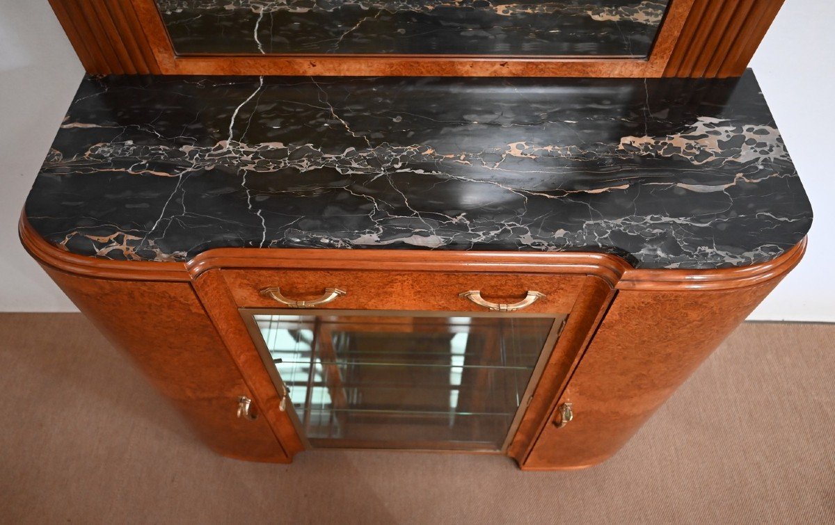 Showcase Buffet In Thuya Burl Veneer And Black Marble, Maison Stourm – 1940-photo-3