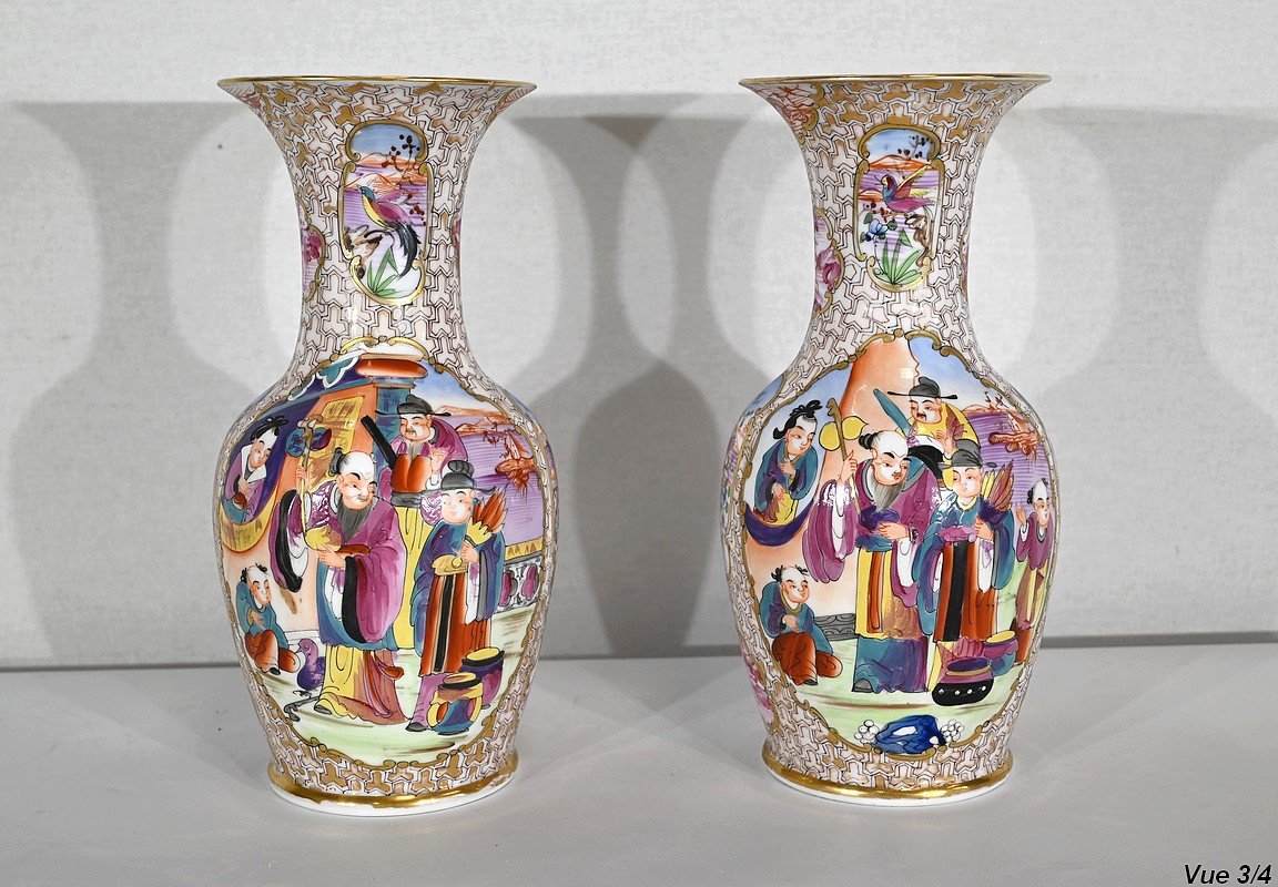 Paire De Vases En Porcelaine De Chine – Début XXe-photo-5