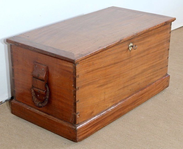 Mahogany Travel Trunk - 2nd Half Of The Nineteenth-photo-2