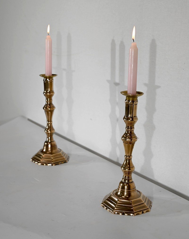 Pair Of Bronze Candlesticks - Late Nineteenth-photo-4