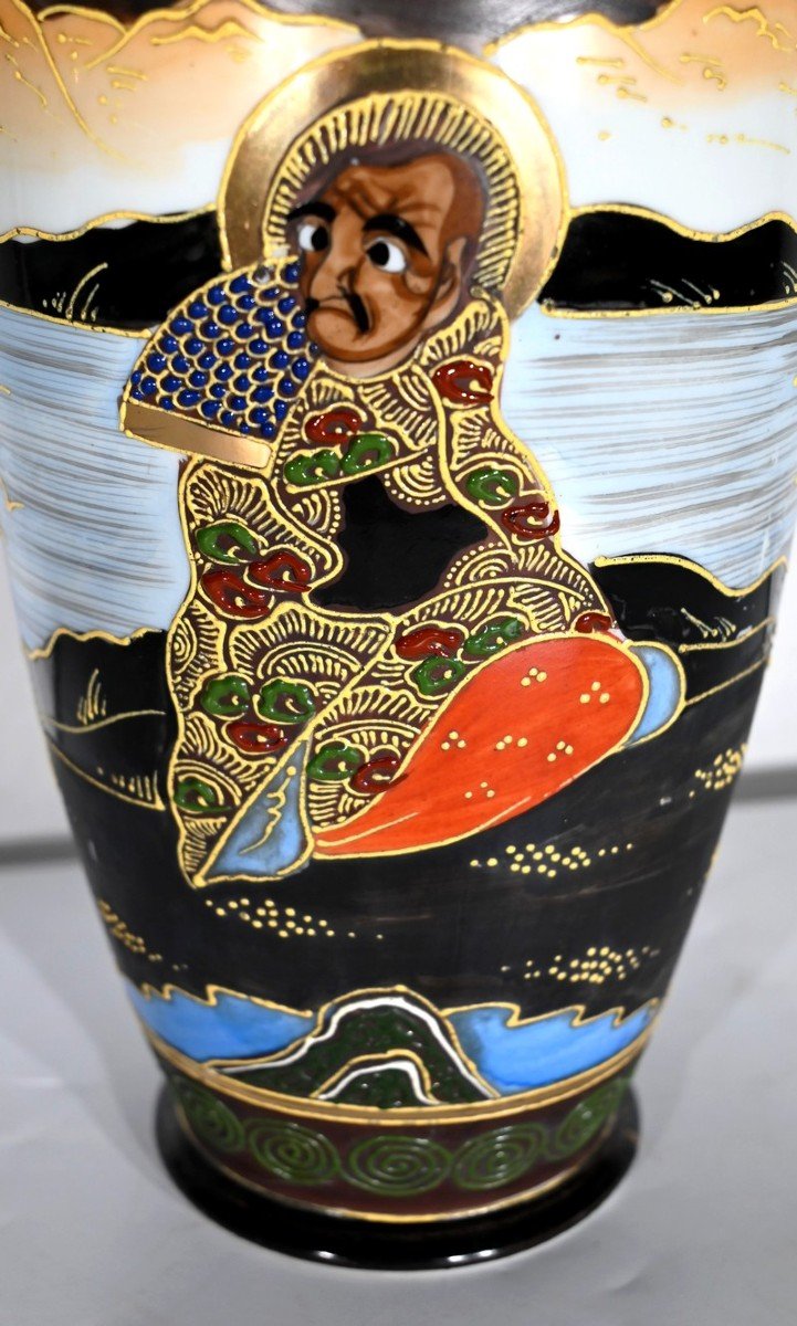 Paire De Vases Satsuma En Porcelaine Du Japon – Début XXe-photo-5