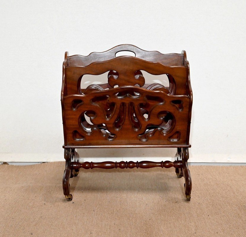 Magazine Rack In Solid Mahogany - 2nd Half Of The 19th Century-photo-2
