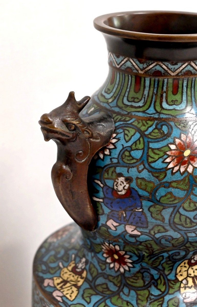 Paire De Vases En émaux Cloisonnés, Japon – 2ème Partie XIXe-photo-1