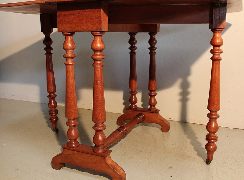 Small Shuttered Side Table In Solid Mahogany - Mid-19th Century-photo-2