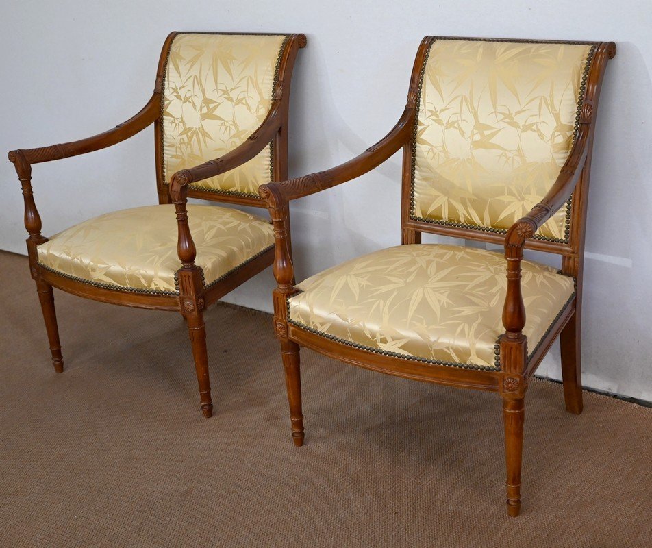 Paire De Fauteuils En Acajou, Style Louis XVI / Directoire – Début XIXe-photo-3