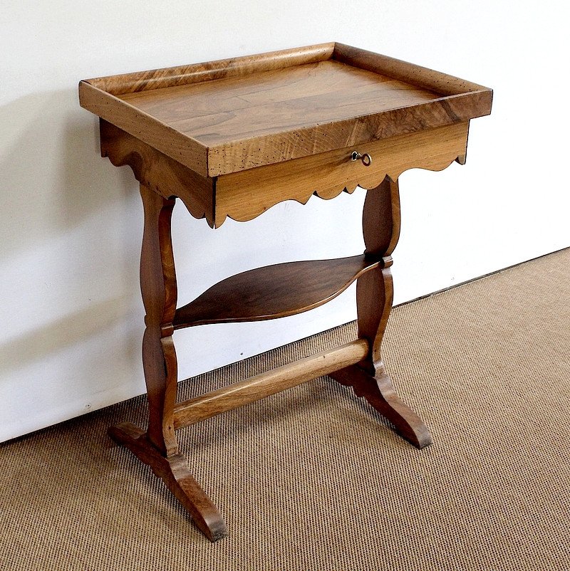 Small Living Room Table Empty-pocket In Solid Walnut - Mid-19th Century-photo-2