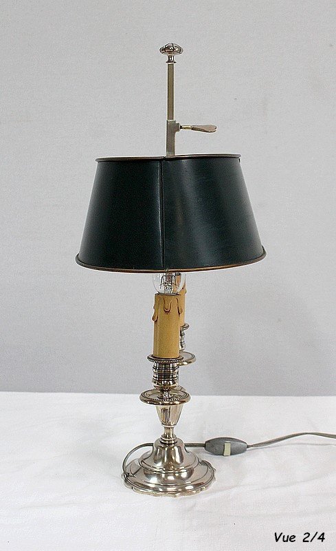 Lampe Bouillotte En Métal Argenté, Style Empire - Début XXe-photo-5
