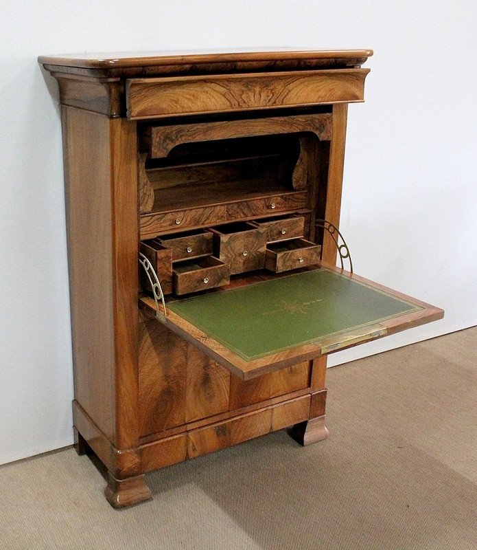 Secretary In Walnut, Restoration Period - Mid-19th Century-photo-3