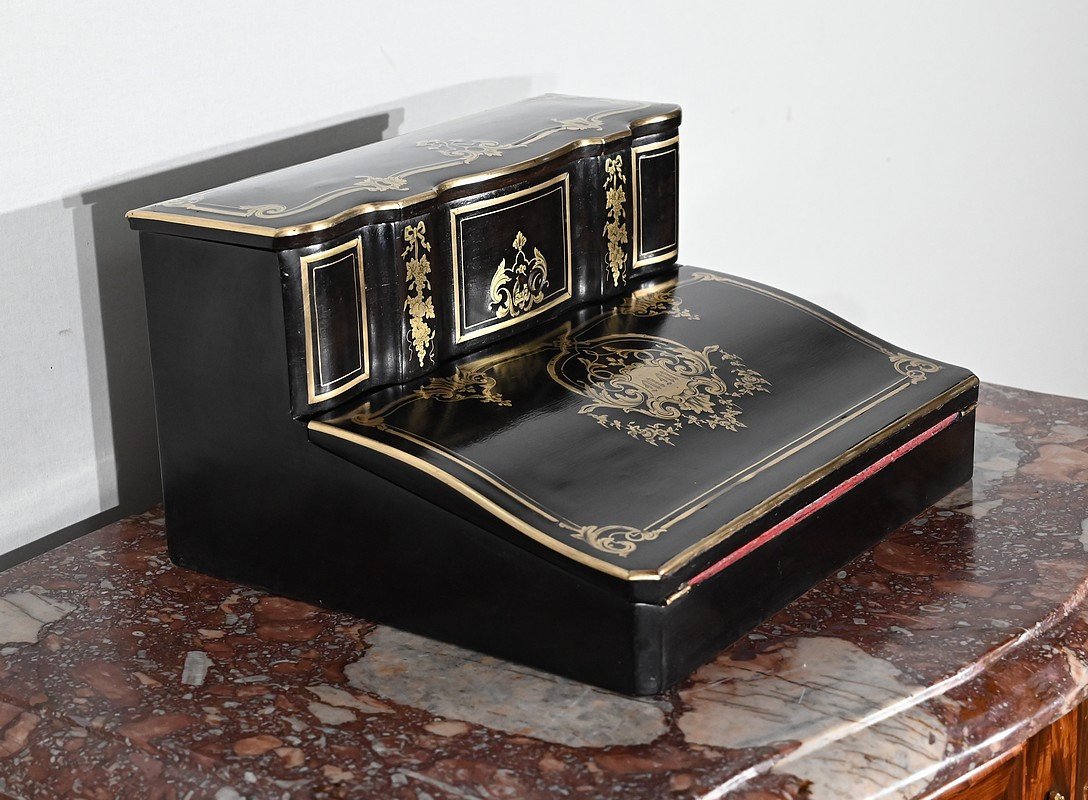 Travel Writing Case In Blackened Wood, Napoleon III Period - Mid-19th Century-photo-3