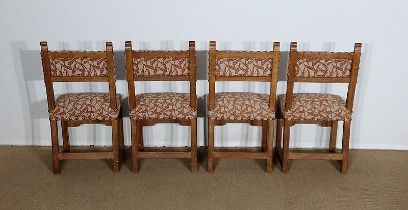 Suite Of 4 Oak Chairs, The Monastic Taste - Early Twentieth-photo-3