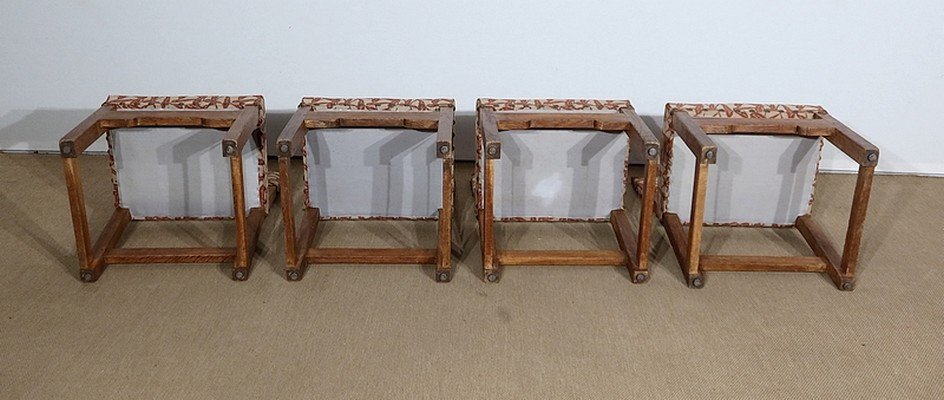 Suite Of 4 Oak Chairs, The Monastic Taste - Early Twentieth-photo-8