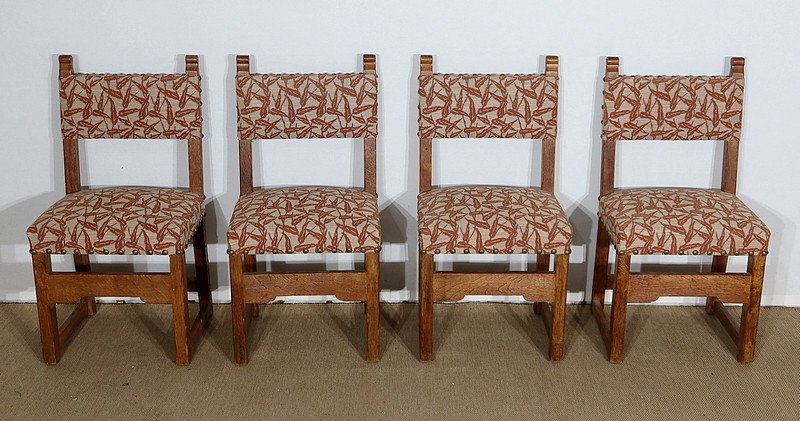 Suite Of 4 Oak Chairs, The Monastic Taste - Early Twentieth