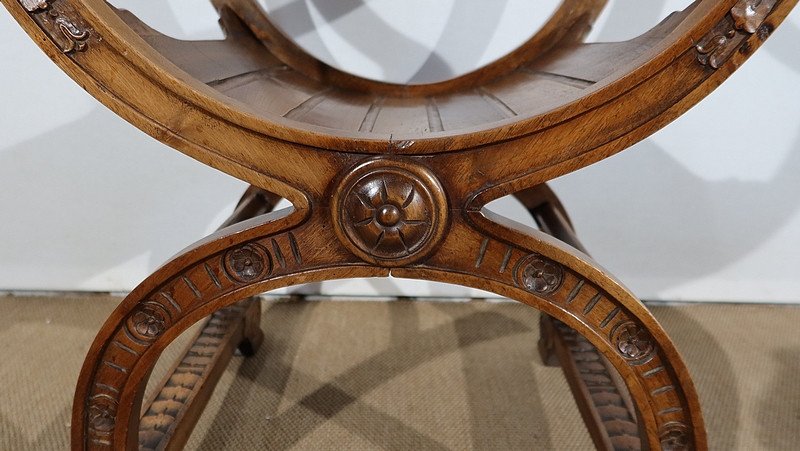 “dagobert” Curule Armchair In Solid Walnut – 1900-photo-2