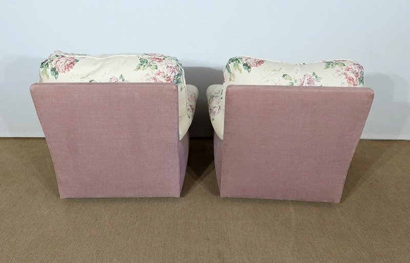 Pair Of Lounge Armchairs, English Spirit - Twentieth-photo-6
