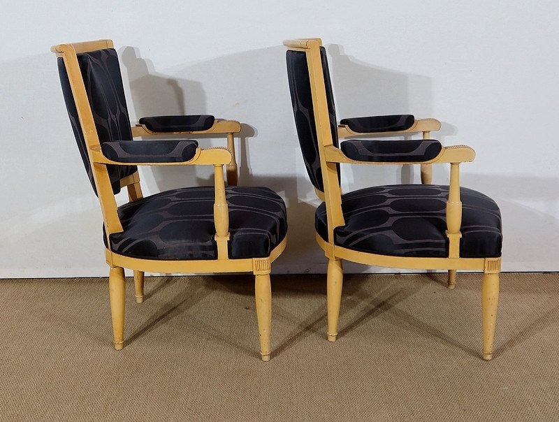 Pair Of Modernist Armchairs In Solid Sycamore, Directoire Taste - 1940-photo-1