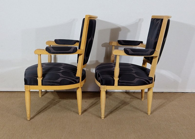 Pair Of Modernist Armchairs In Solid Sycamore, Directoire Taste - 1940-photo-2