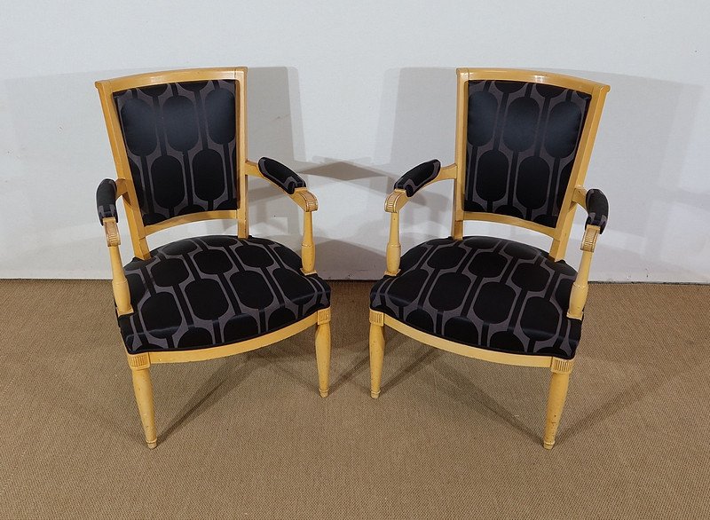 Pair Of Modernist Armchairs In Solid Sycamore, Directoire Taste - 1940