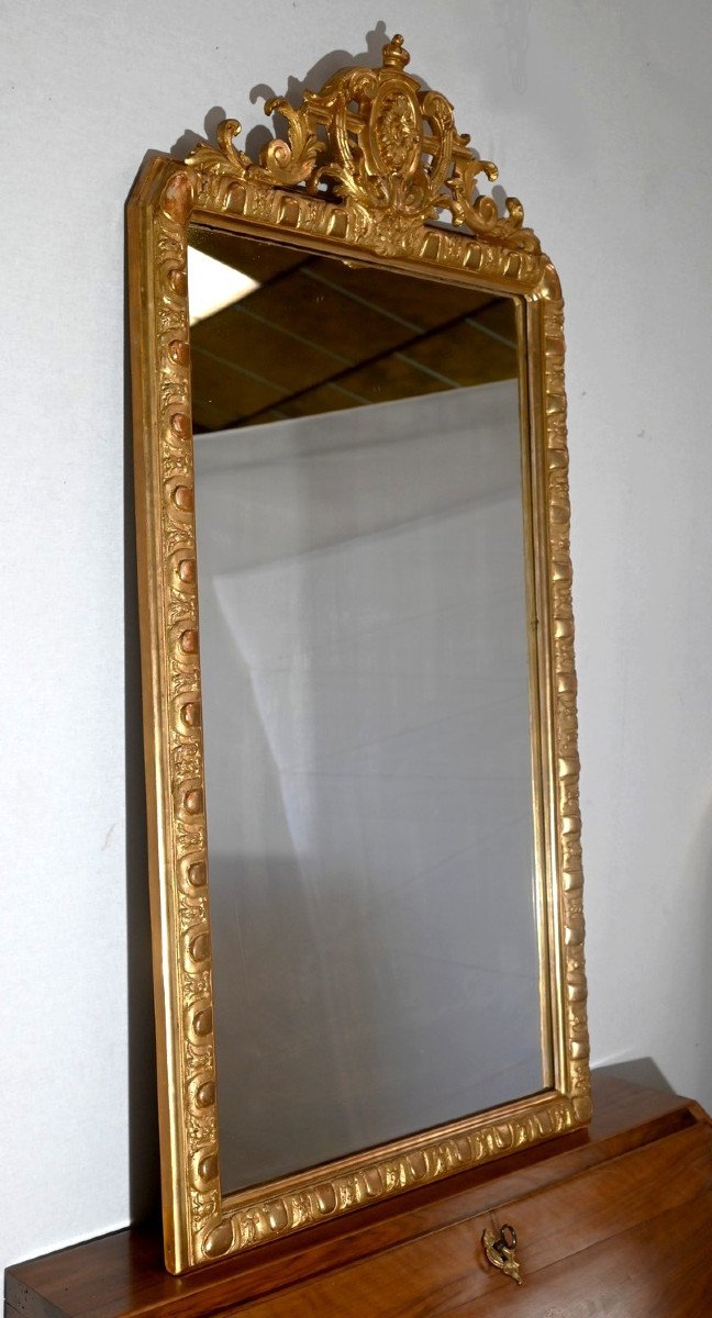 Rectangular Mirror In Golden Wood - Late Nineteenth-photo-2