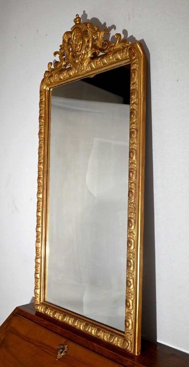 Rectangular Mirror In Golden Wood - Late Nineteenth-photo-3