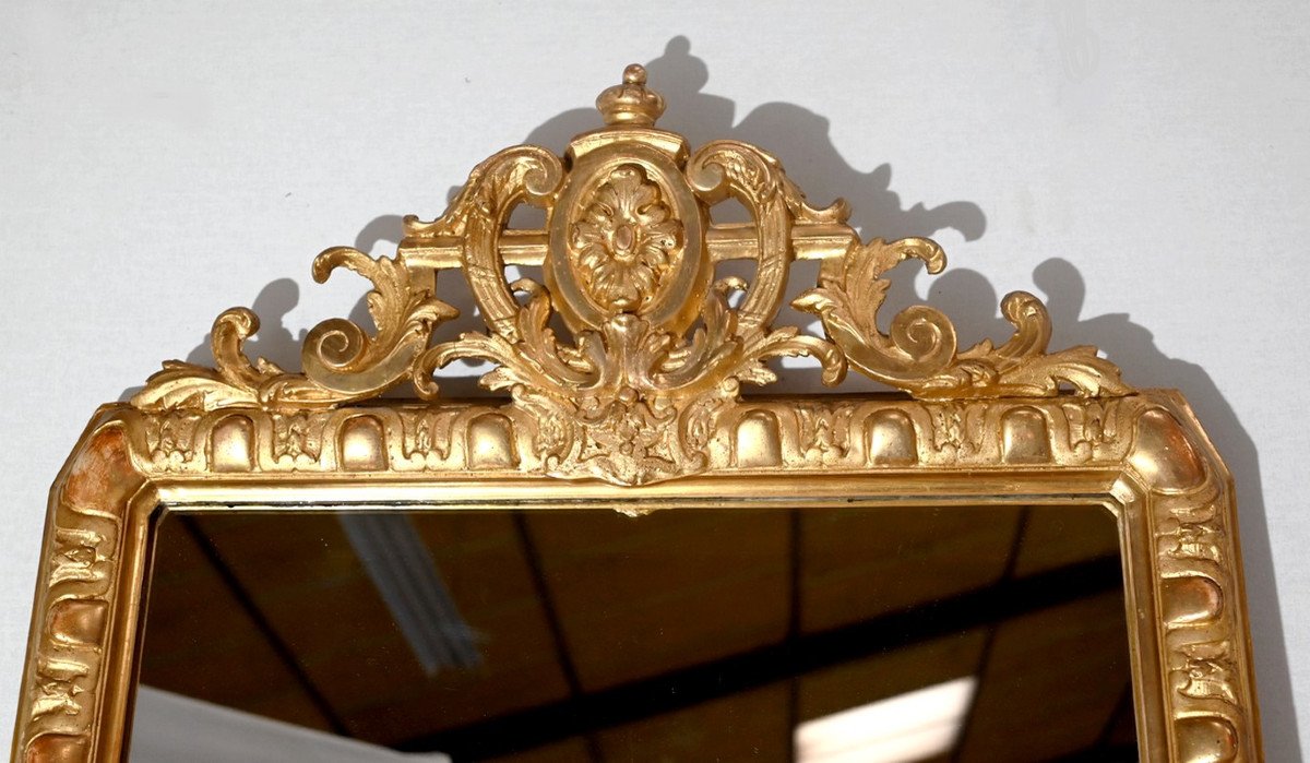 Rectangular Mirror In Golden Wood - Late Nineteenth-photo-4